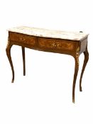 French style walnut and beech console table of serpentine form