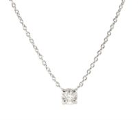 18ct white gold single stone round brilliant cut diamond pendant necklace