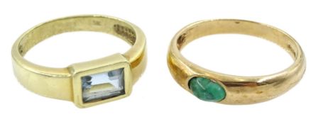 9ct gold single stone cabochon emerald ring