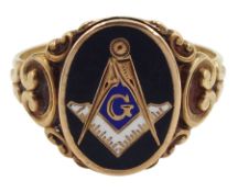 Rose gold and enamel Masonic ring