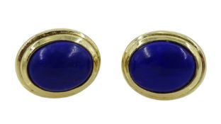 Pair of 14ct gold oval lapis lazuli stud earrings