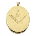 9ct gold oval Masonic locket inscribed within