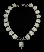 Victorian silver shield link necklace
