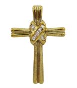 9ct gold baguette diamond cross pendant