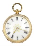 Early 20th century gold open face ladies key wound cylinder pocket watch