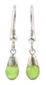 Pair of silver peridot pendant earrings