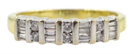 18ct gold baguette and round brilliant cut diamond half eternity ring