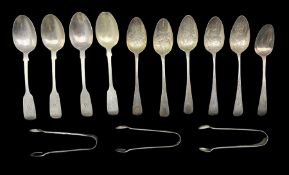 Five early 19th century silver teaspoons