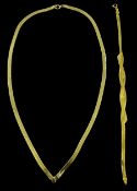 Gold Herringbone link necklace and similar gold bracelet