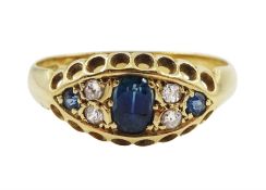 Early 20th century 18ct gold sapphire and diamond gypsy set ring