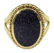 9ct gold single stone blue gold stone ring