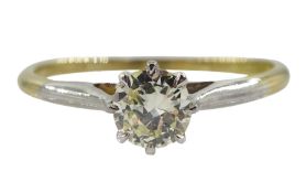 Gold single stone round brilliant cut diamond ring