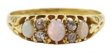 Victorian 18ct gold three stone opal ring