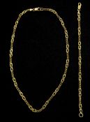 9ct gold flattened link necklace and matching gold bracelet