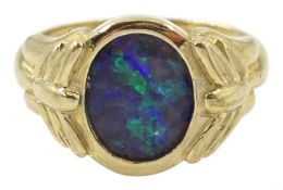 9ct gold single stone opal triplet ring