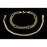 9ct gold link bracelet and a 14ct gold tri-colour link bracelet