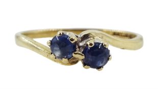 9ct gold two stone cabochon sapphire ring