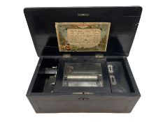 Late 19th century Swiss six air musical box with lithographed tune sheet