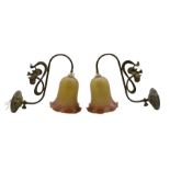 Pair of Art Nouveau brass wall lights circa 1907