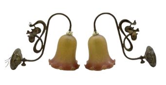 Pair of Art Nouveau brass wall lights circa 1907