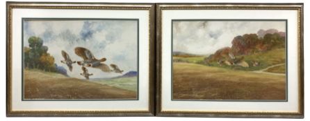 Robert Aitchet (British 20th century): Partridges in Flight