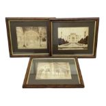 Three framed 1920's black and white photographs of views of the Taj Mahal