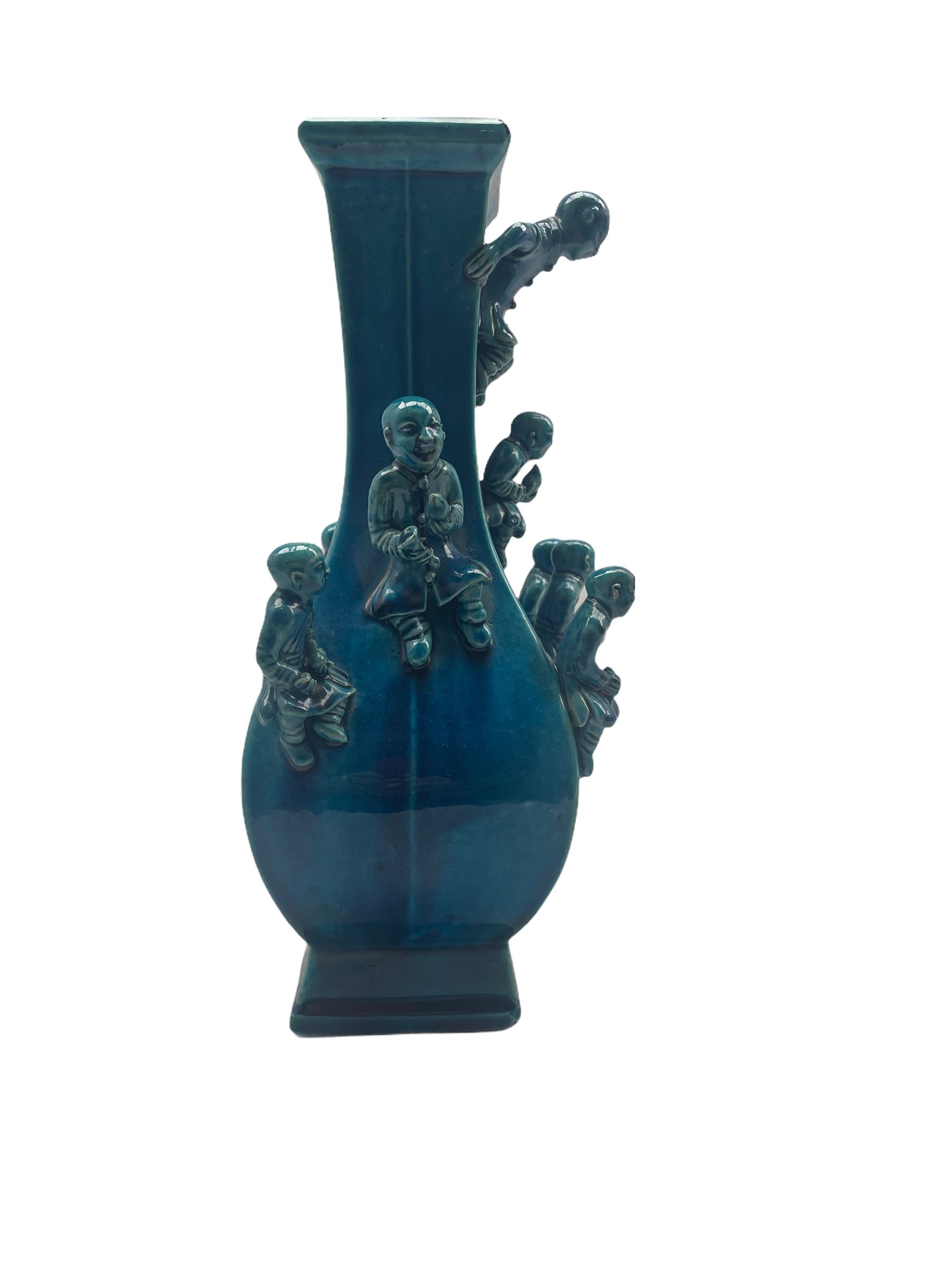 18th/19th century Chinese turquoise glazed 'Boys' vase - Image 2 of 6