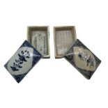 Matched pair of 18th/ 19th century Chinese blue and white rectangular boxes