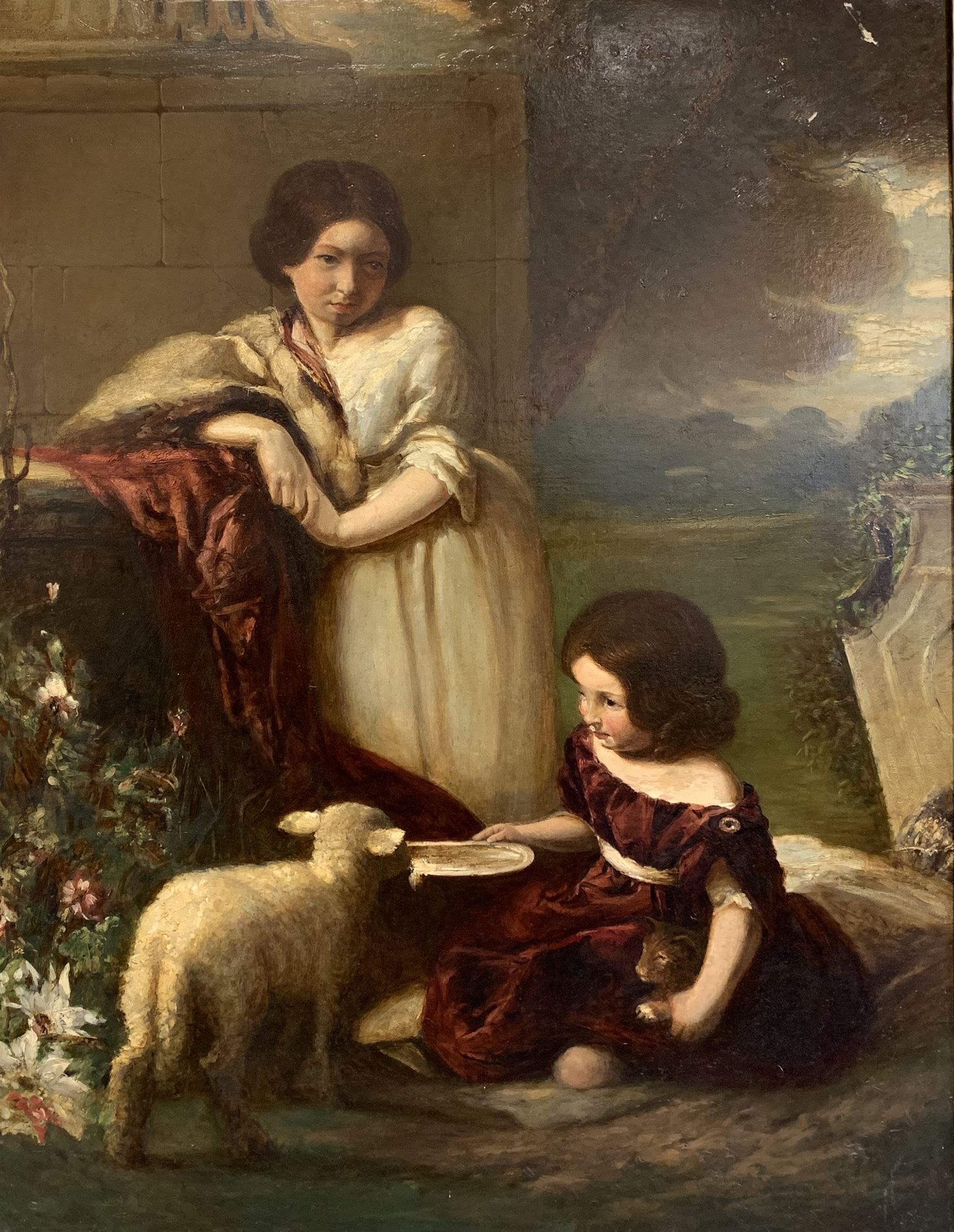 William Underhill (British fl. 1847-1870): 'Children with a Lamb'