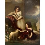 William Underhill (British fl. 1847-1870): 'Children with a Lamb'