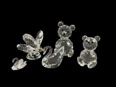 Group of Swarovski Crystal animal figures to include a Butterfly