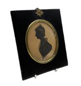 19th century side profile Silhouette of a lady inscribed on the reverse ' Mrs Broughton taken from a