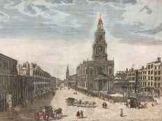 After N J B de Poilly (French fl.1712-1758): Sommerset Palace and Church of Saint Mary - Strand Lond