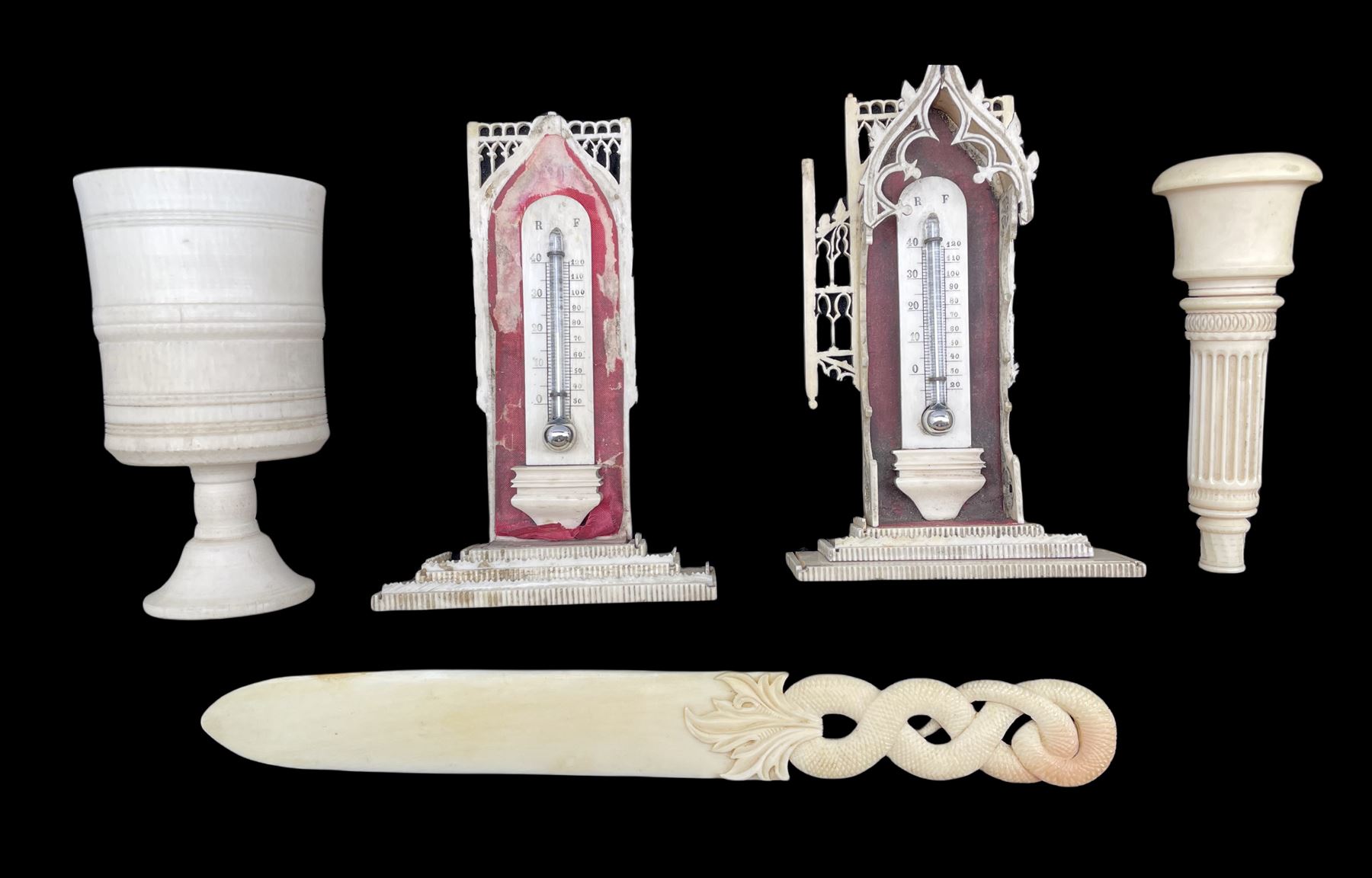 Pair of late 19th century Ivory thermometers