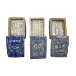 Three 18th/ 19th century blue and white rectangular boxes