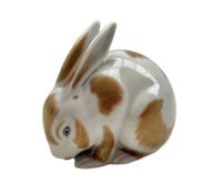 Japanese Kutani model of a rabbit with gilt decoration L10cm