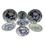 Seven Chinese Provincial blue and white plates
