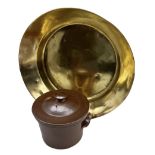 Russian brass bread mixing bowl D47cm and earthenware pot (2)