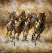 R Sanford (British contemporary): Horse Racing