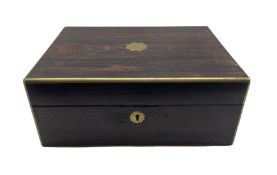 Victorian rosewood jewellery box with campaign style handles