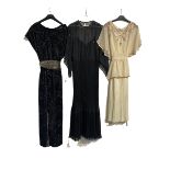 Collection of vintage clothing including a Roland Klein black dress