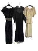 Collection of vintage clothing including a Roland Klein black dress