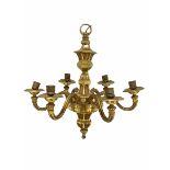 Quality 20th century cast gilt brass chandelier