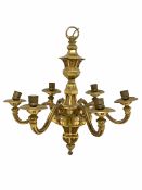 Quality 20th century cast gilt brass chandelier