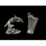Two Swarovski Crystal models to include a Harp and Dolphin