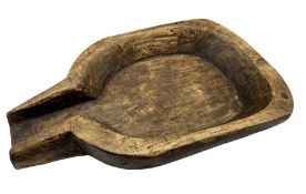 Carved pine mixing bowl with pouring lip