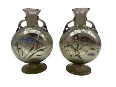 Pair of Bohemian glass vases attributed to Moser c1900