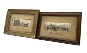 19th century woven silk Stevengraph 'The Good Old Days' and another 'The Water Jump'