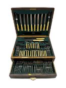 Art Deco canteen of Regent Plate cutlery for eight settings retailed by Goldsmtihs & Silversmiths