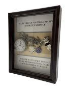 Selby Mizpah local history referees set 1901 with pocket watch and chain and whistle in a display ca